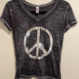 Royal Apparel Girls Burnout Peace Sign Tee Size Girls Large